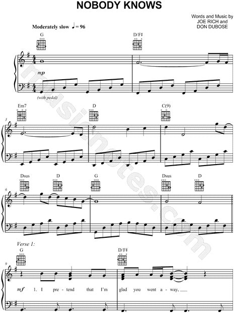 Kevin Sharp Nobody Knows Sheet Music In G Major Transposable Download And Print Sku Mn0026655