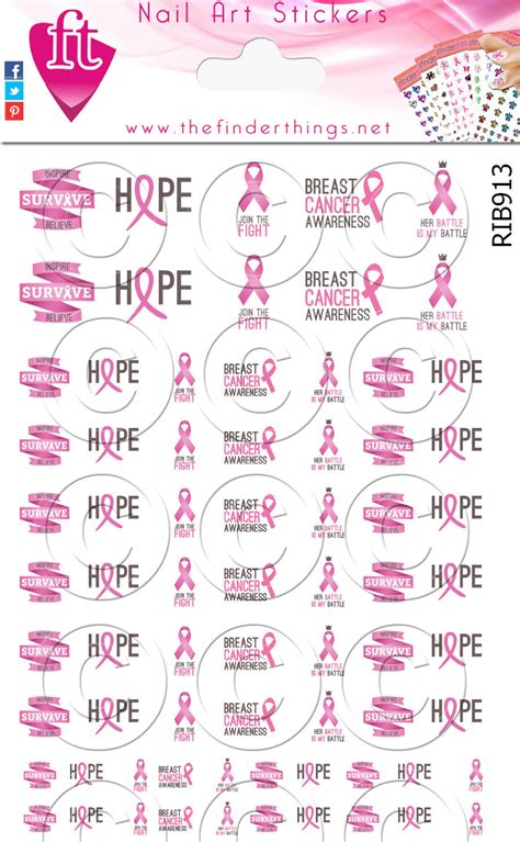 Breast Cancer Awareness Nail Art Decal Stickers Rib Etsy