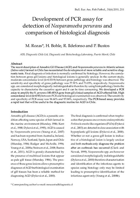 Pdf Development Of Pcr Assay For Detection Of Neoparamoeba Perurans