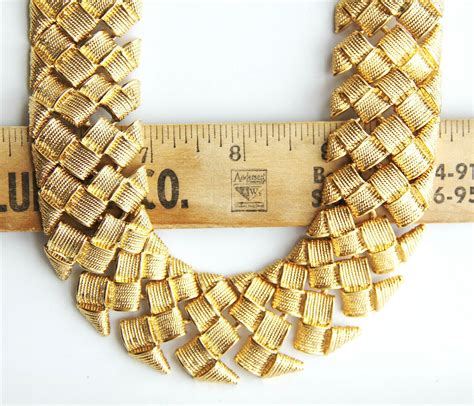 Napier Textured Basket Weave Woven Shiny Gold Tone Me Gem