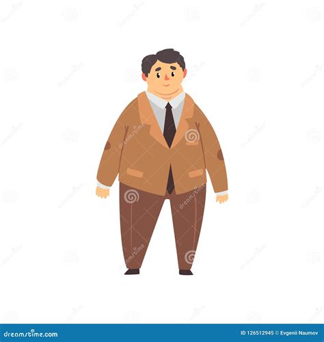 Handsome Overweight Man Dressed Brown Suit Fat Guy In Fashionable