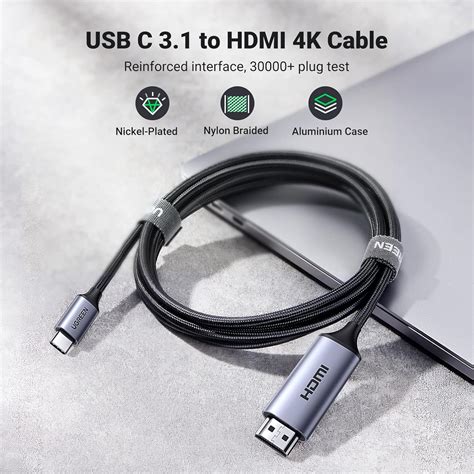 Ugreen Mm142 Usb C To Hdmi Male To Male Cable Aluminum Shell 1 5M Gray