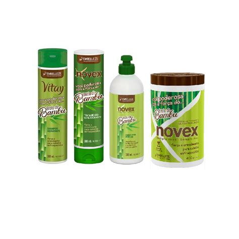 Kit Broto De Bambu Novex 300 Ml Shampoo Condicionador Creme De