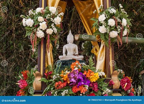 Buddha Image And Flowers Stock Image Image Of Festival 70023743