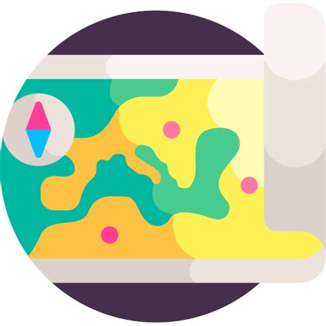 Detailed Flat Circular Flat Map Icon