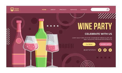 Free Vector Flat Design Wine Party Landing Page