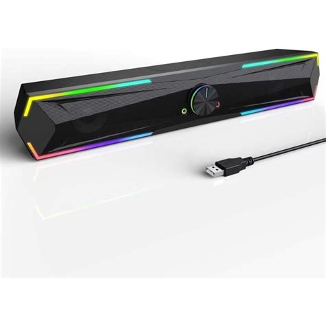 Hoppac Enceinte Pc Barre De Son Avec L Res Rgb Connexion Usb Ou