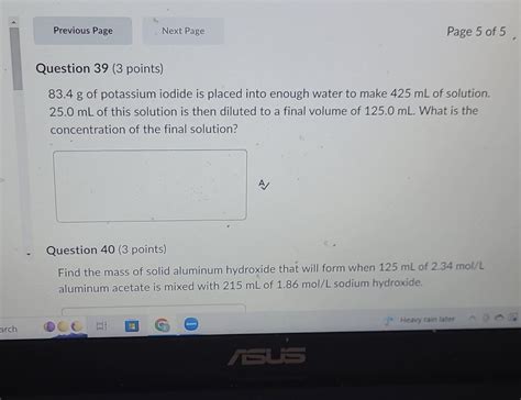 Solved 834 G Of Potassium Iodide Is Placed Into Enough