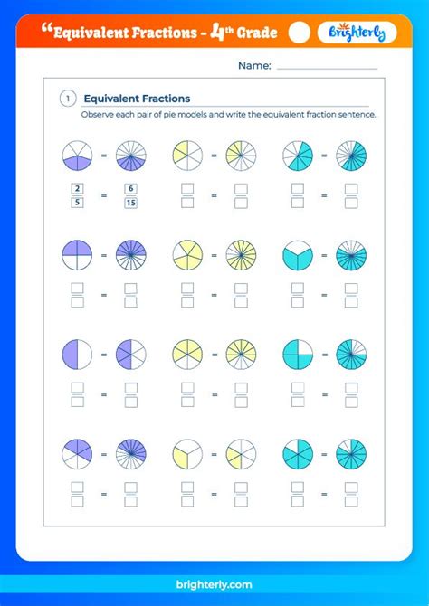 Free Equivalent Fractions Worksheet 4th Grade Math At Brighterly