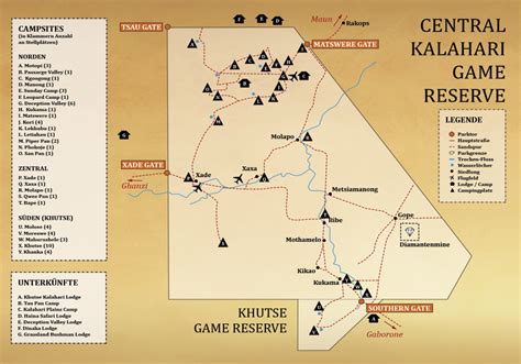 Central Kalahari Game Reserve Campsites Map