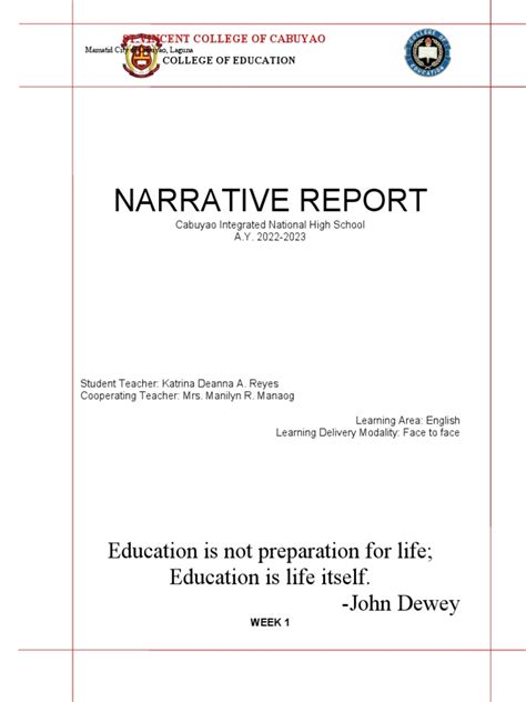 Narrative Report Format | PDF | Teachers | Learning