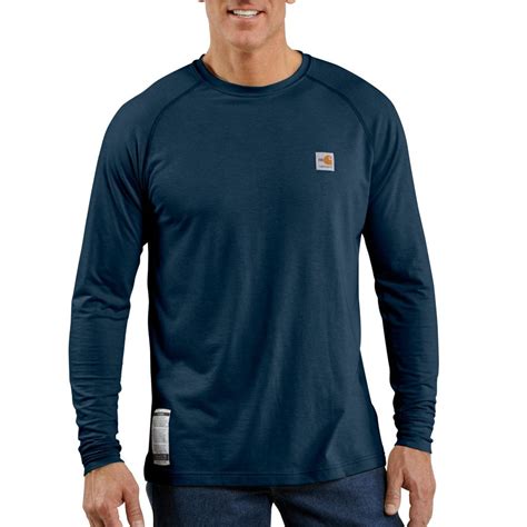 Carhartt Mens Dark Navy Flame Resistant Force Long Sleeve T Shirt