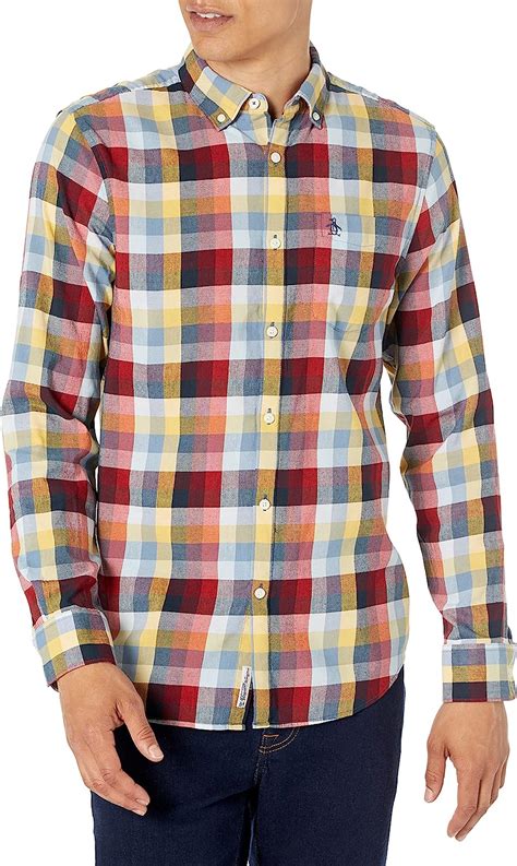 Amazon Original Penguin Men S Ecovero Blend Check Woven Stretch