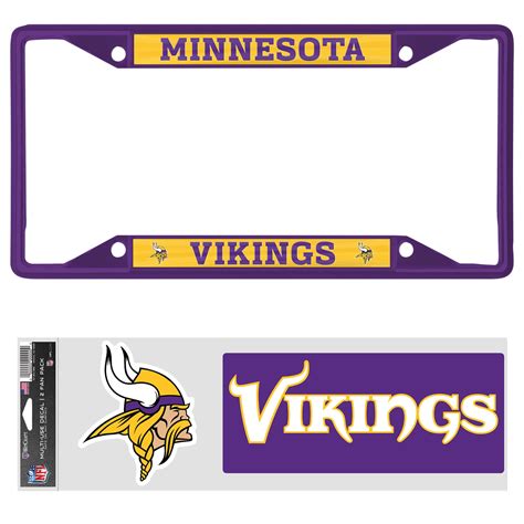 Nfl Minnesota Vikings Team Colored License Plate Frame With Decal Set