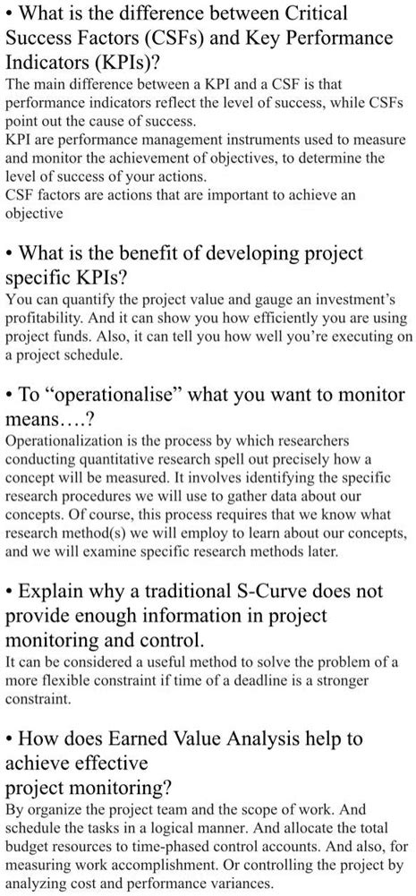 Solved What Is The Difference Between Critical Success Factors Csfs And Key Performance