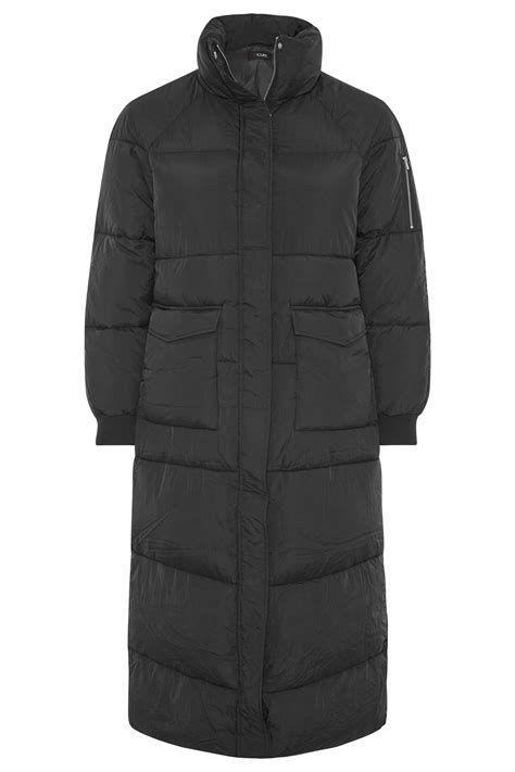 Plus Size Black Maxi Puffer Coat Yours Clothing