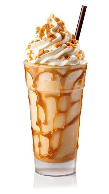 Frappe Drink With Caramel An Nuts Isolated On White Background Ai