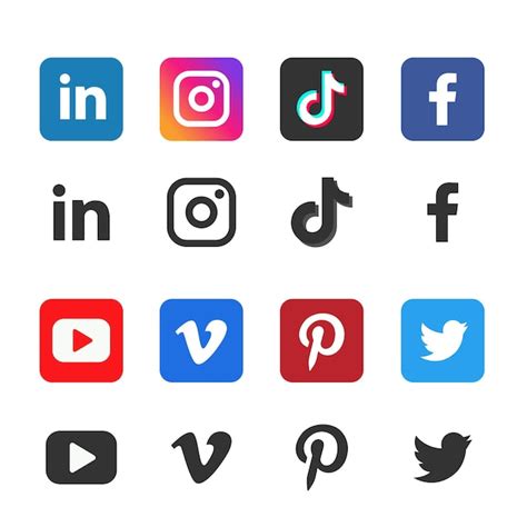 Beliebtes social media logo set symbole für soziale medien Premium