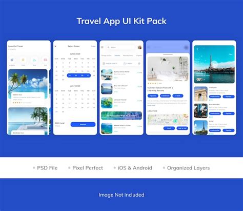 Premium Psd Travel App Ui Kit Pack