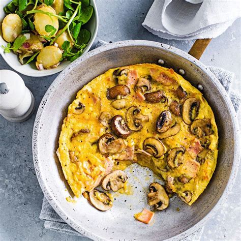 Mushroom And Ham Frittata With Potato Salad Healthy Recipe Ww Uk