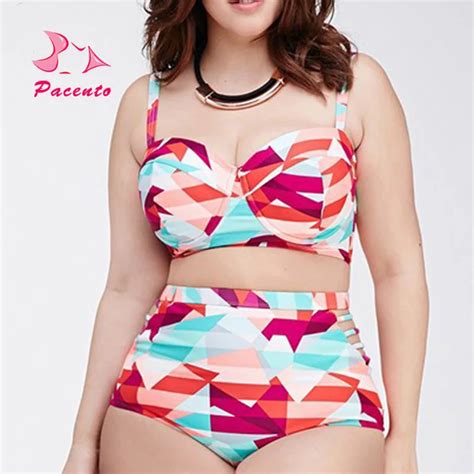 Pacento Pirnted Bikini Set Hoge Taille Badpak Badmode Vrouwen Push Up