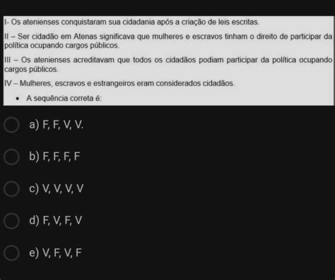 Julgue Os Itens Verdadeiro V Ou Falso F Brainly Br
