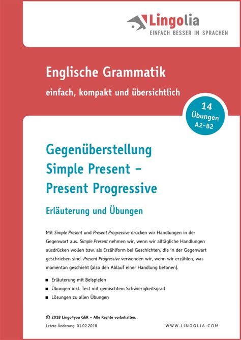 Gegen Berstellung Simple Present Present Progressive Lingolia Shop