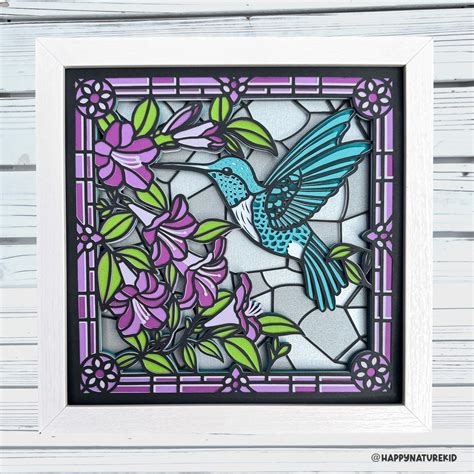 Hummingbird Stained Glass Shadow Box Svg Bird Shadow Box Sv Inspire