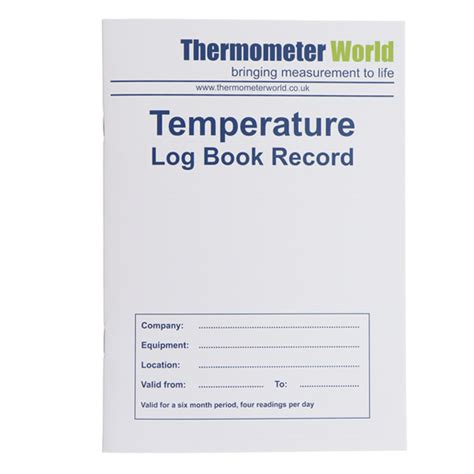 Temperature Log Book A5 Record 6 Months Of Measurements