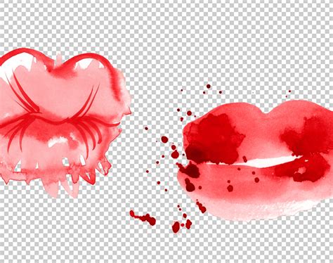 Watercolor Lips Clipart Love Clipart With Kissing Lips for - Etsy