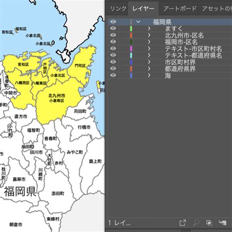 福岡県 市区町村別 白地図データ（eps） 地図素材をダウンロードにて販売するお店｜今八商店