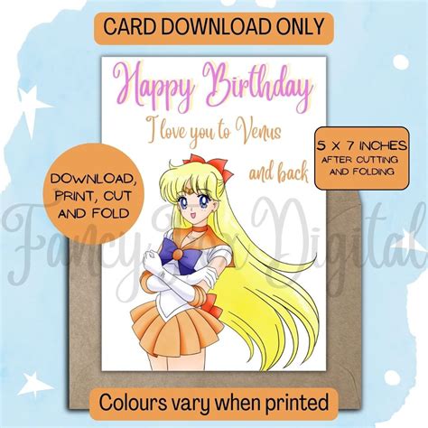 Printable Birthday Card Sailor Venus Printable Birthday Card For Her