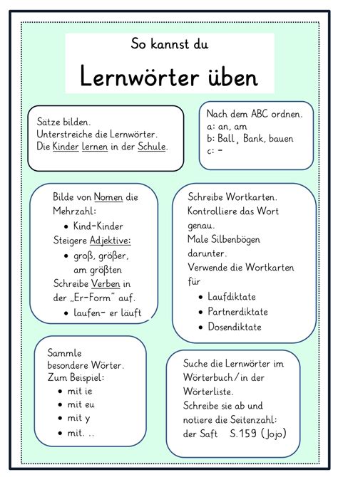 Lernwörter Üben Lernwörter 2 Klasse Lernworter Uben In Der