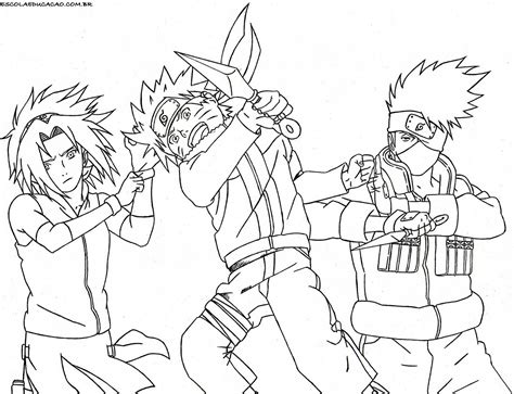 Desenhos Para Colorir Do Naruto Kakashi Sakura E Naruto Escola