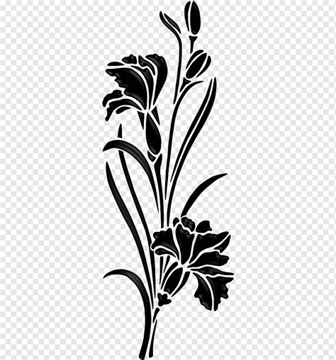 Stencil Silueta Arte Islamico Flor Islamica Hoja Rama Monocromo Png