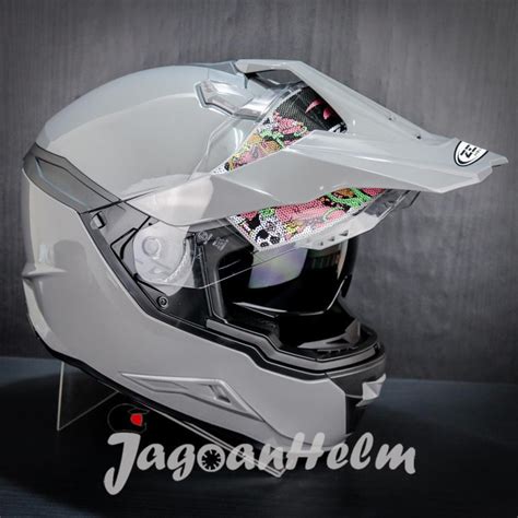 ZEUS HELM ZS913 SUPER MOTO SOLID GREY 11C FLAT DOUBLE VISOR