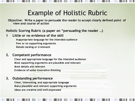 Performance Assessment By Rubric Method