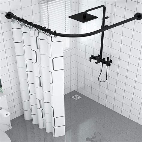 Barre De Rideau De Douche Incurv E Et Extensible Angle Sans Per Age