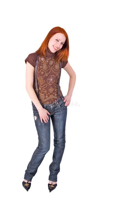 Fille Sexy Dans Des Jeans Avec Des Bretelles Photo Stock Image Du