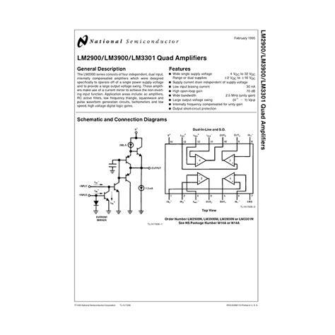 LM2900 National Quad Amplifier Datasheet