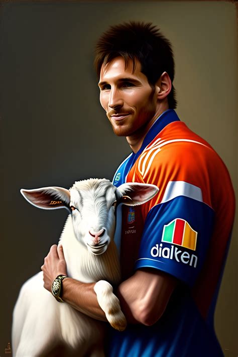 Lexica Portrait Of Lionel Messi Holding A Goat