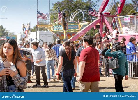 Strawberry Festival People Walk Around Carnival Rides Editorial Stock