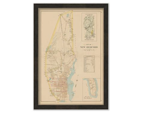 New Bedford Massachusetts 1895 Map Replica Or Genuine Original Etsy