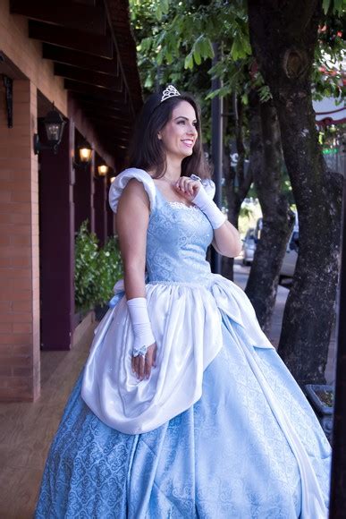 Fantasia Cinderela Princesa Vestido Longo Azul Cosplay Luxo