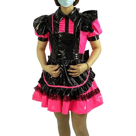 Sissy Lockable Pleated Maid Dress With Apron Sweet Big Bow A Line