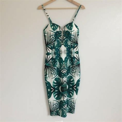 Tiger Mist Dresses Tiger Mist Bodycon Green Tropical Resort Dress Poshmark