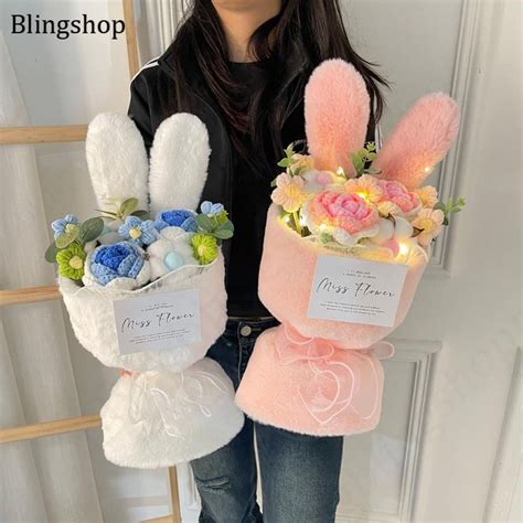 Rabbit Ear Bouquet Viral Knitted Flower Doll Crochet Doll Flower