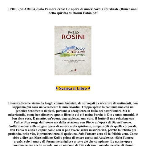 Libro SCARICA Solo L Amore Crea Le Opere Di Misericordia Spirituale