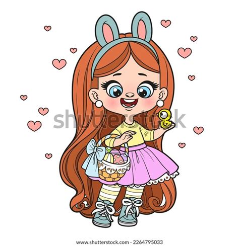 Cute Cartoon Long Haired Girl Bunny Stock Vector Royalty Free