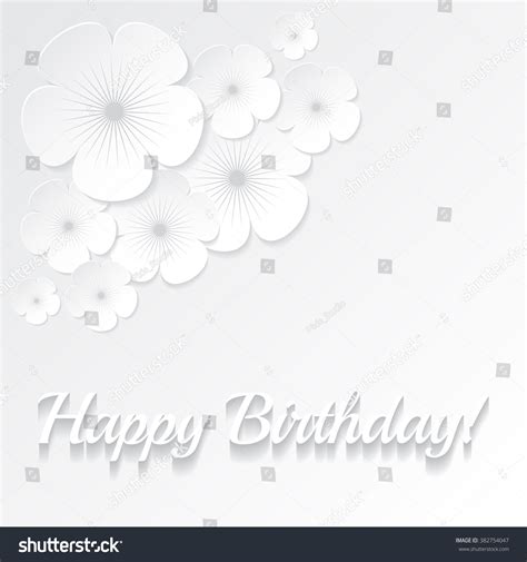 Happy Birthday Background White Flowers Shadows: vector de stock (libre ...